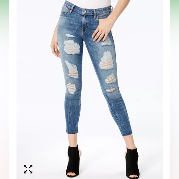GUESS ORIGiNAL Women's Ripped Skinny Mid Rise Jeans 25 - Picture 1 of 15